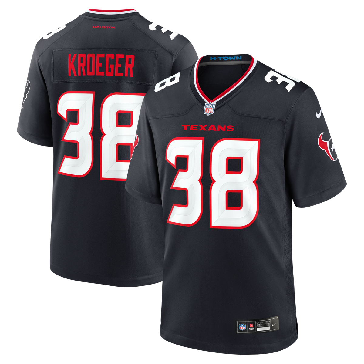 Houston Texans Kai Kroeger Navy Team Game Jersey product image 1, provided for visual reference and product detail review