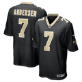 New Orleans Saints Morten Andersen Black Game Retired Player Jersey product image 1, provided for visual reference and