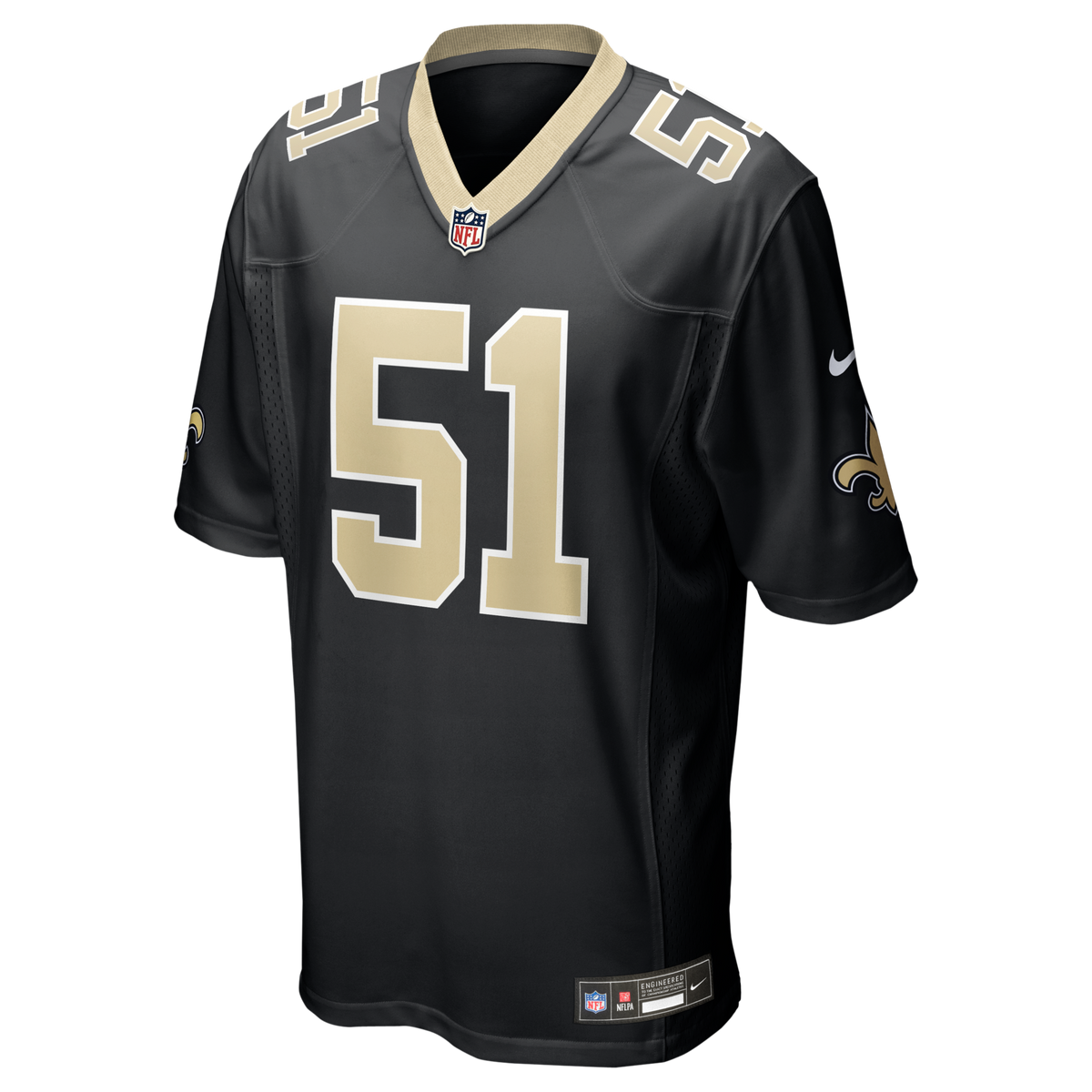 New Orleans Saints Cesar Ruiz Black Player Game Jersey product image 2, provided for visual reference and product detail