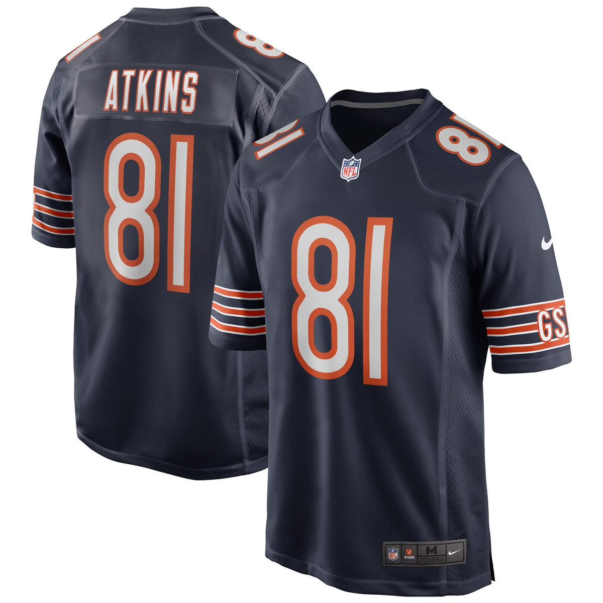 Chicago Bears Doug Atkins Navy Game Retired Player Jersey product image 2, provided for visual reference and product detail