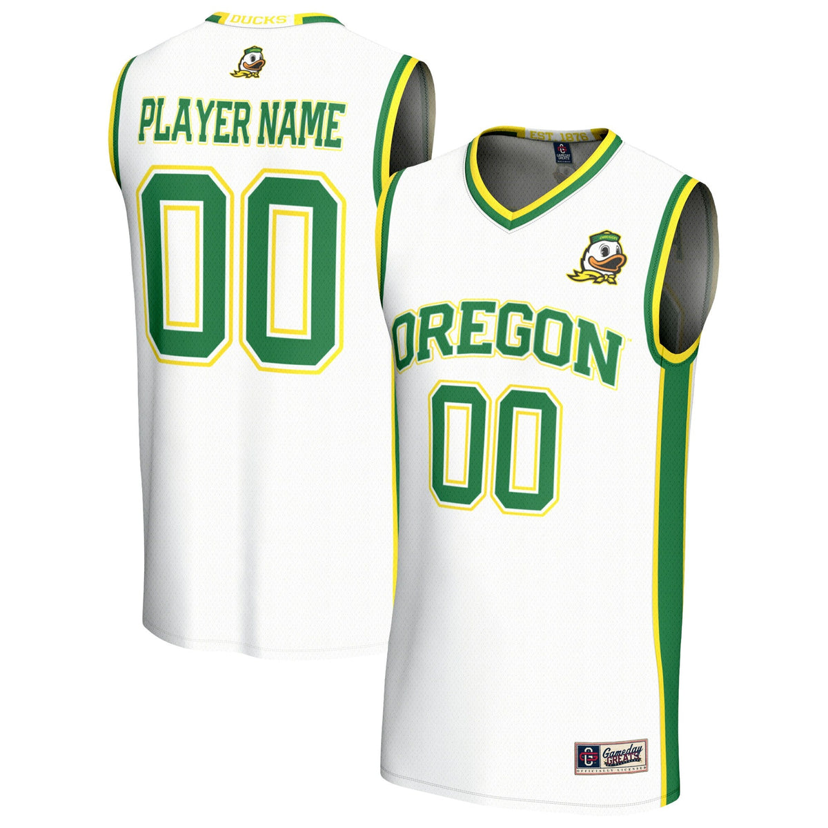 Oregon Ducks Lightweight Collegiate Basketball NIL Pick-A-Player Fashion Jersey - White product image 2, provided for visual