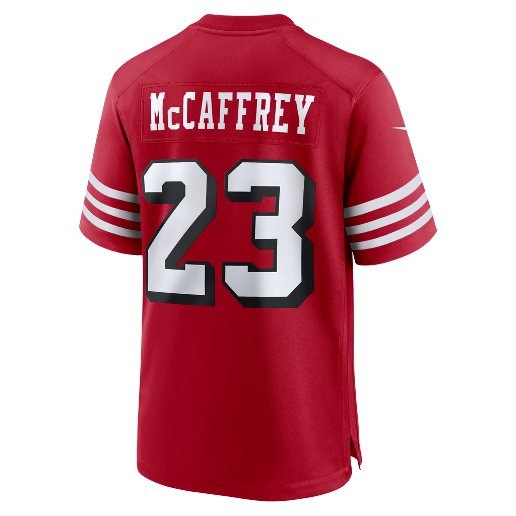 San Francisco 49ers Christian McCaffrey Scarlet Alternate Game Player Jersey product image 8, provided for visual reference