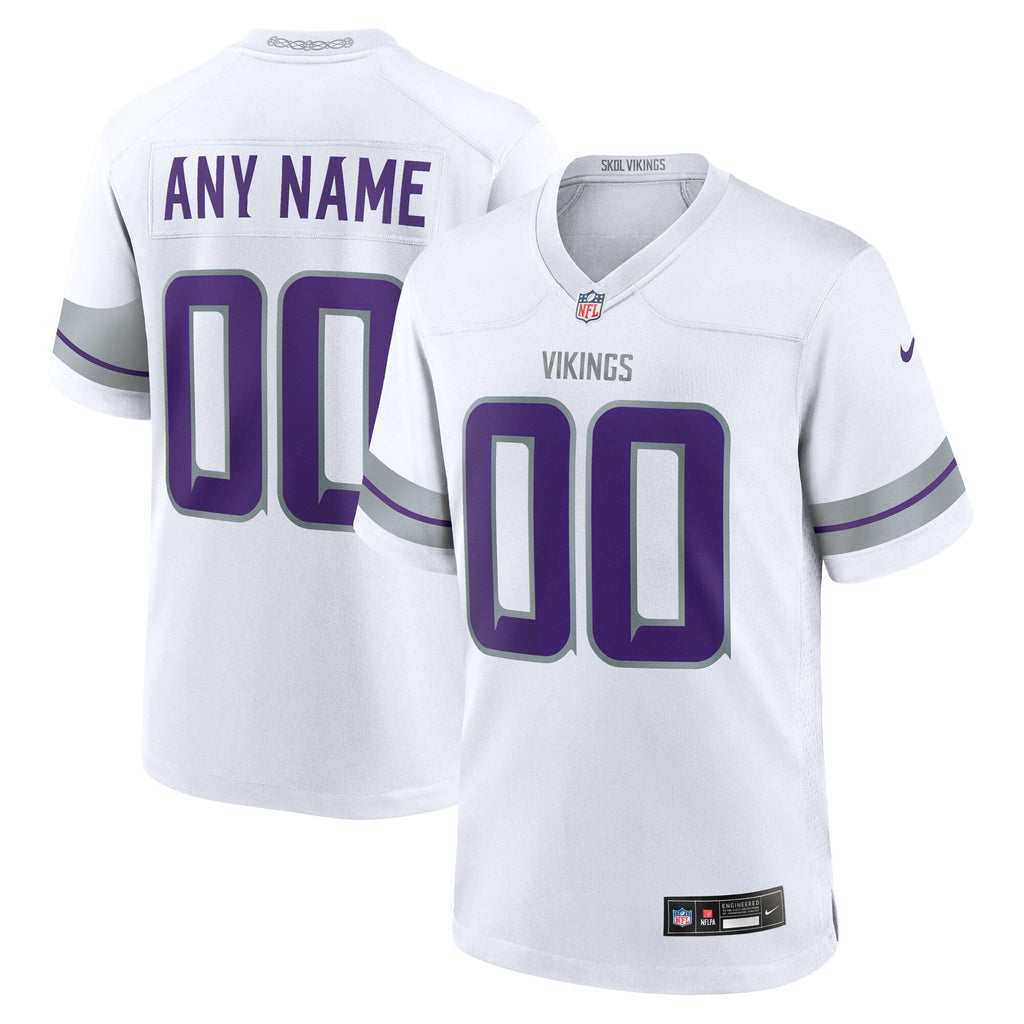 Minnesota Vikings White Alternate Custom Game Jersey product image 2, provided for visual reference and product detail review