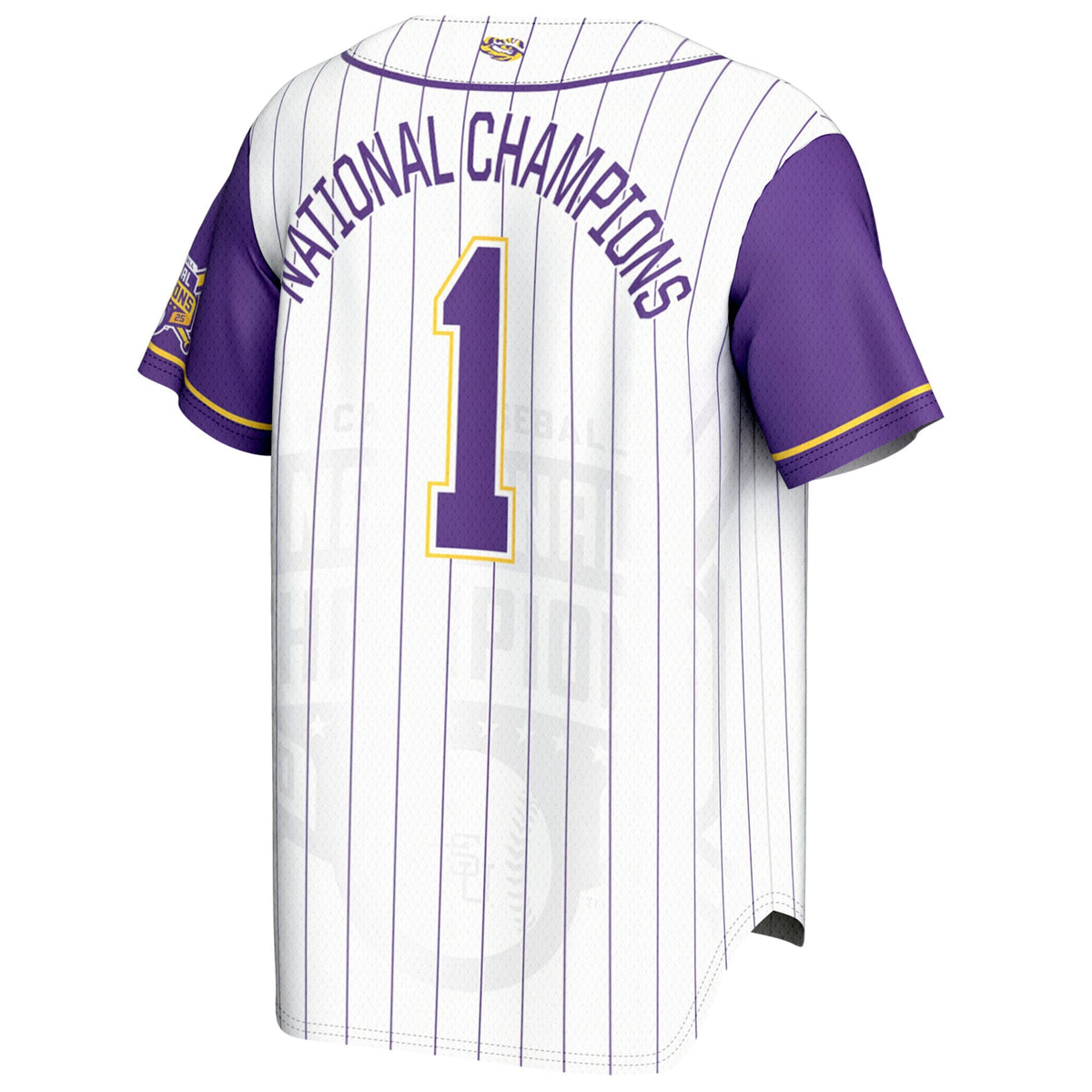#1 LSU Tigers 2025 NCAA Baseball College World Series Champions Lightweight Baseball Jersey - White product image 4,