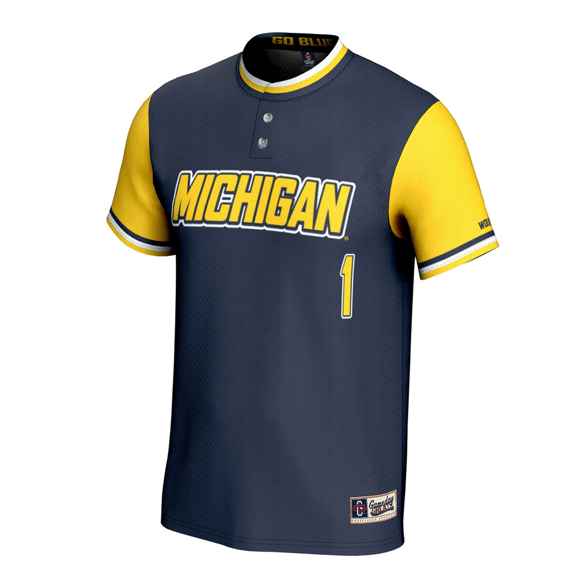 Michigan Wolverines Lightweight Collegiate Softball Fashion Jersey - Navy product image 3, provided for visual reference and