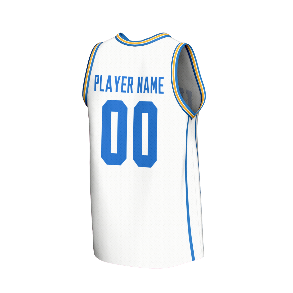 UCLA Bruins NIL Pick-A-Player Lightweight Basketball Fashion Jersey - White product image 4, provided for visual reference