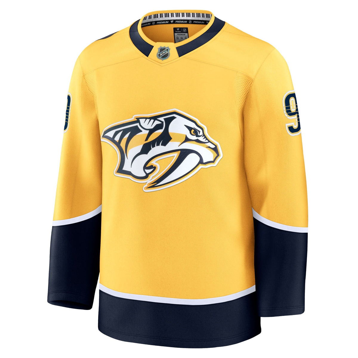 Nashville Predators Filip Forsberg Gold Home Premium Jersey product image 3, provided for visual reference and product