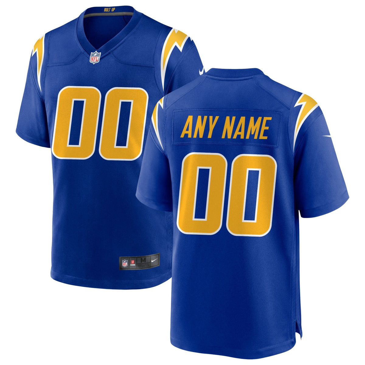 Los Angeles Chargers Royal Alternate Custom Game Jersey product image 2, provided for visual reference and product detail