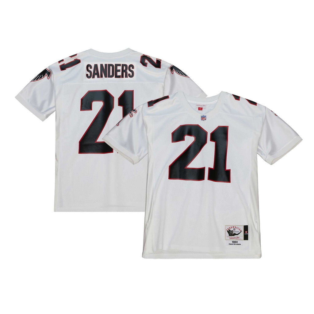 Atlanta Falcons 1991 Deion Sanders White Authentic Throwback Retired Player Jersey product image 1, provided for visual