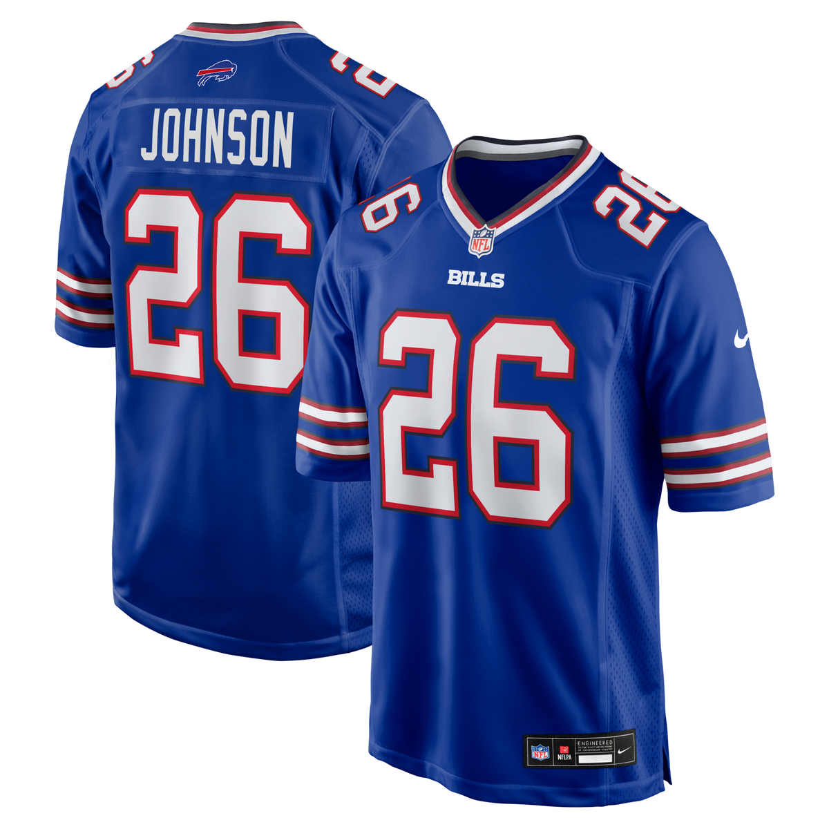Buffalo Bills Ty Johnson Royal Team Game Jersey product image 1, provided for visual reference and product detail review
