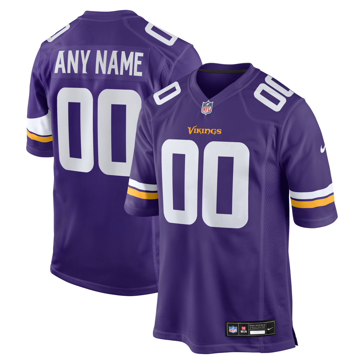 Minnesota Vikings Purple Custom Game Jersey product image 1, provided for visual reference and product detail review