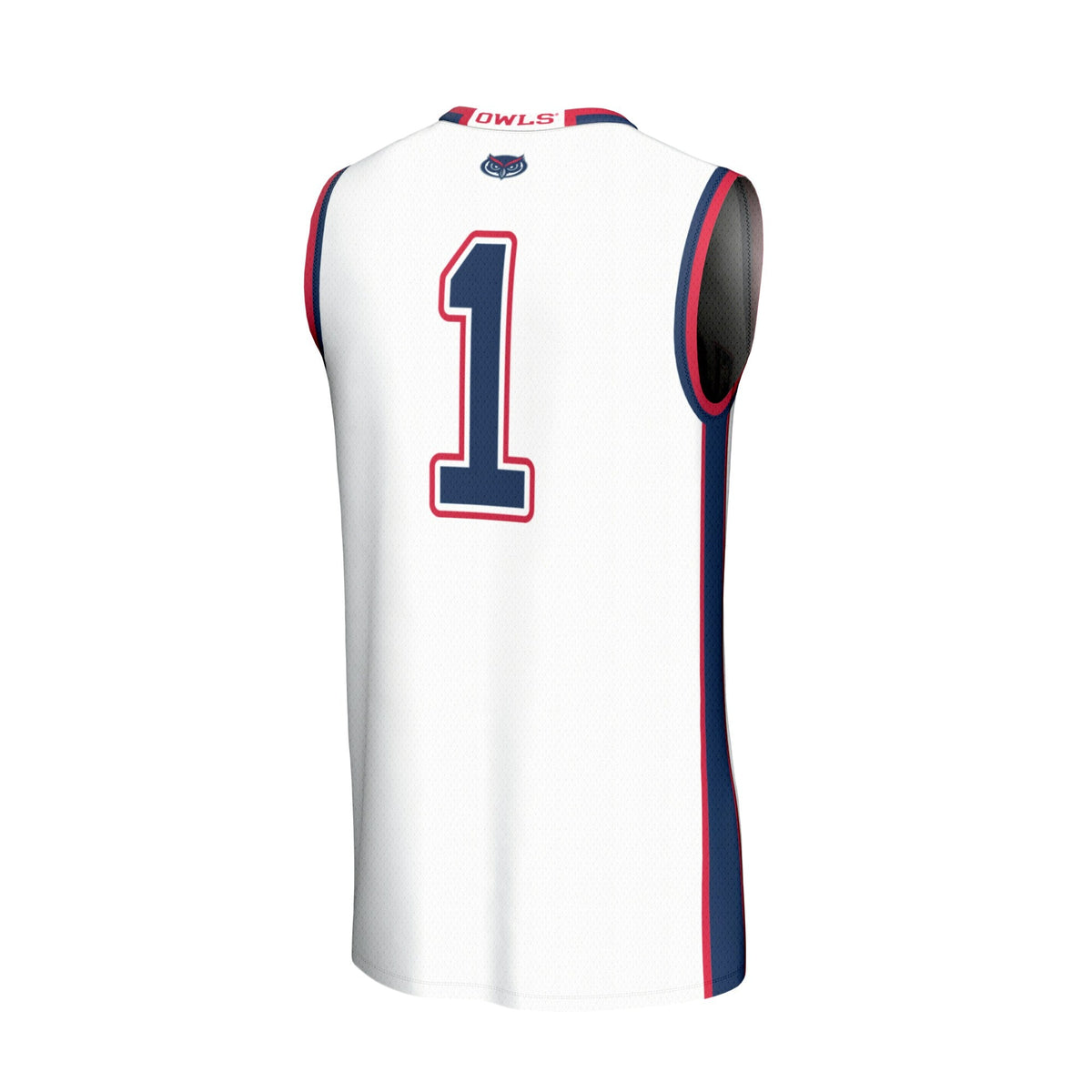 #1 Florida Atlantic Owls Lightweight Basketball Jersey - White product image 4, provided for visual reference and product