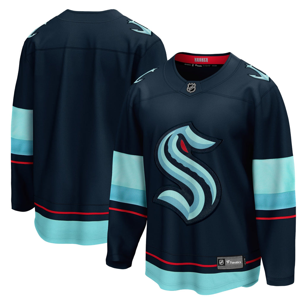 Seattle Kraken Deep Sea Blue Home Breakaway Jersey product image 2, provided for visual reference and product detail review