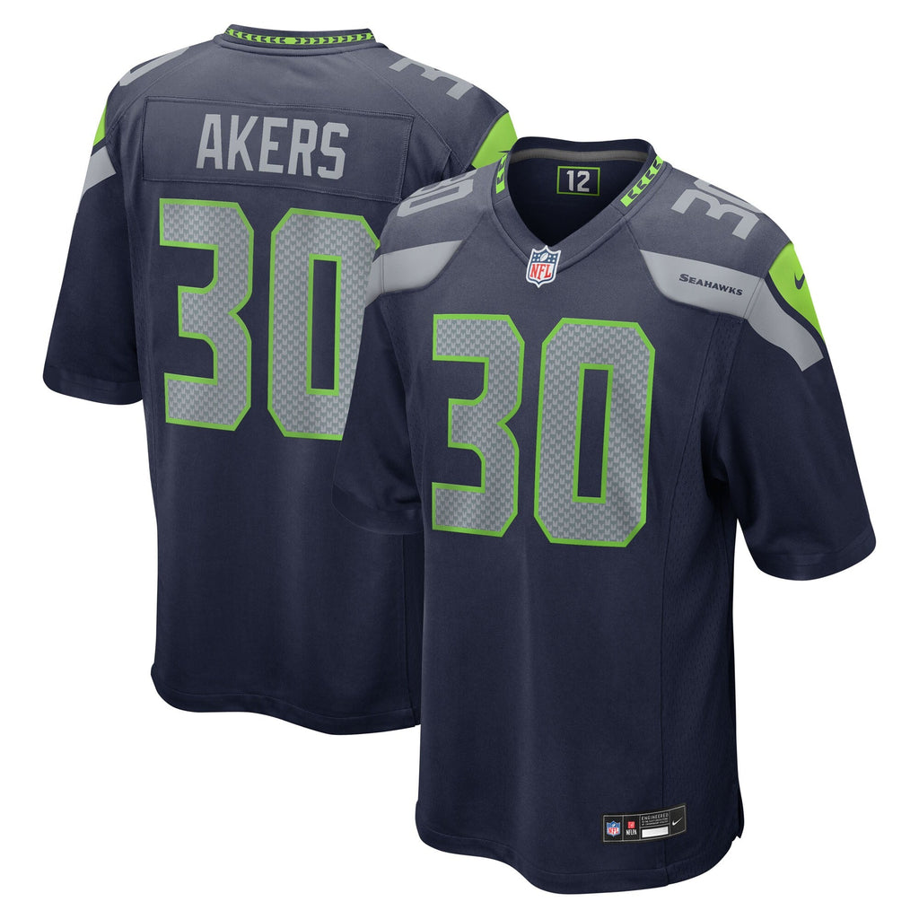 Seattle Seahawks Cam Akers College Navy Team Game Jersey product image 1, provided for visual reference and product detail