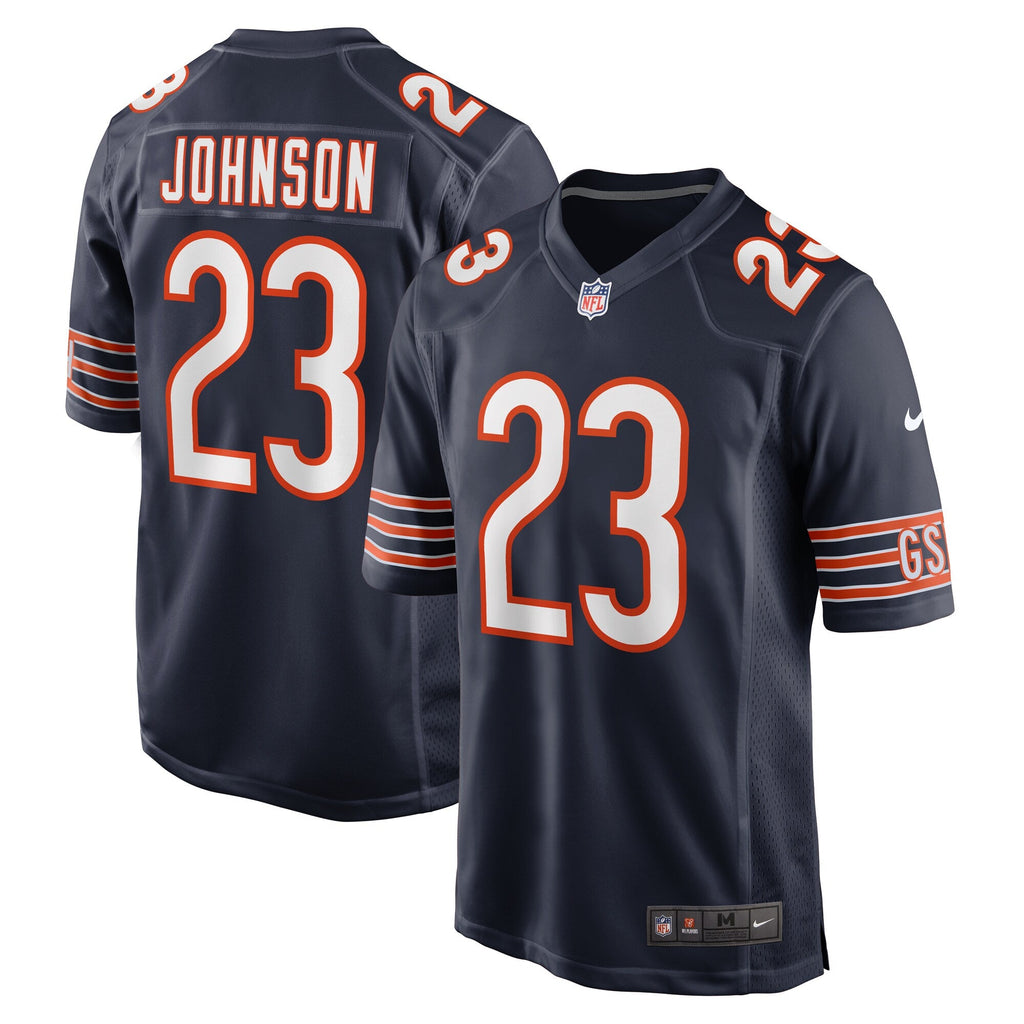 Chicago Bears Roschon Johnson Navy Team Game Jersey product image 2, provided for visual reference and product detail review