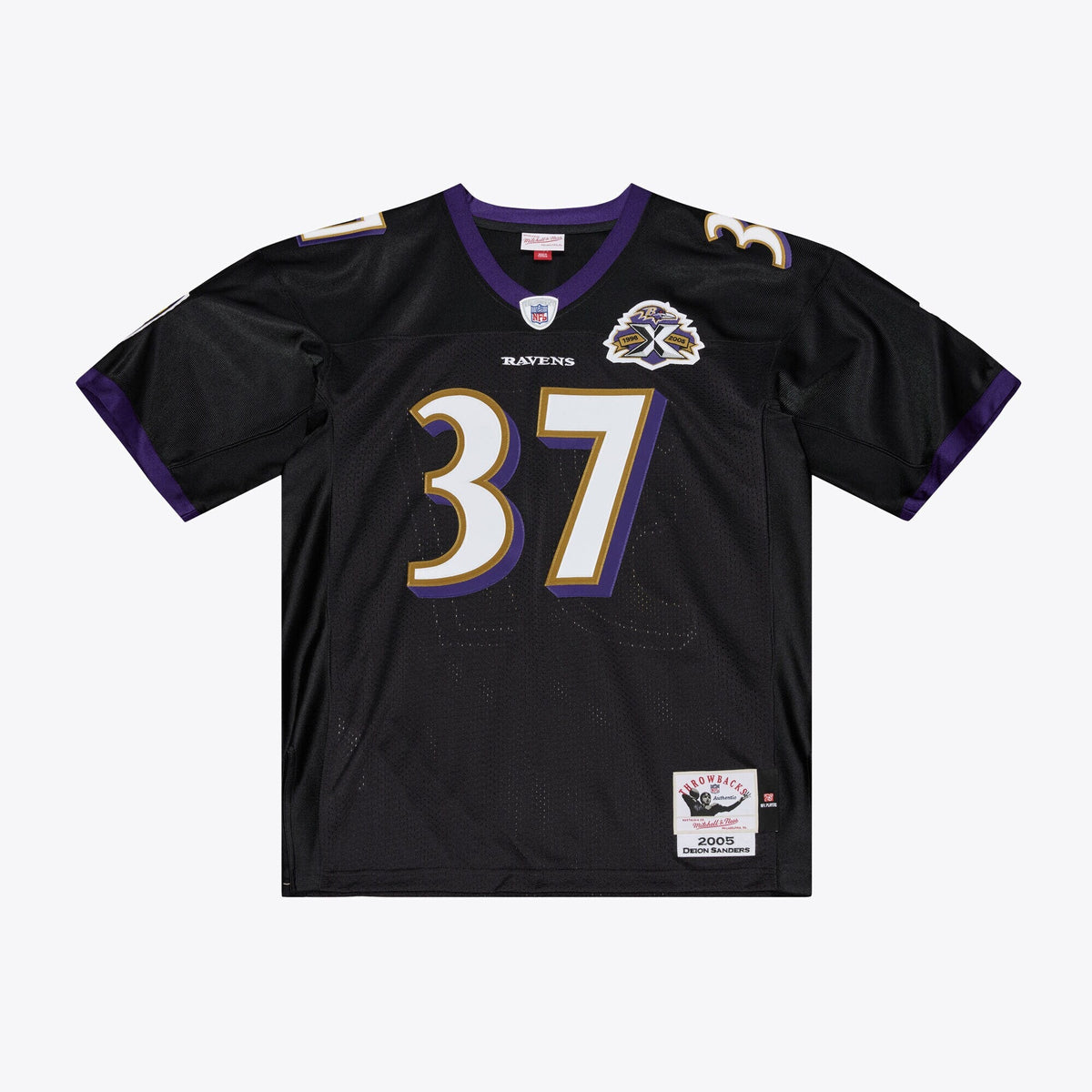 Baltimore Ravens Deion Sanders Black 2005 Authentic Throwback Jersey product image 3, provided for visual reference and