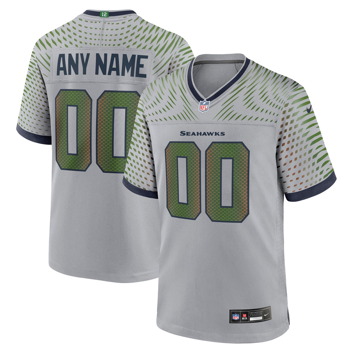 Seattle Seahawks Gray 2025 Rivalries Collection Custom Game Jersey product image 1, provided for visual reference and