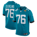 Jacksonville Jaguars Ezra Cleveland Teal Game Jersey product image 1, provided for visual reference and product detail review