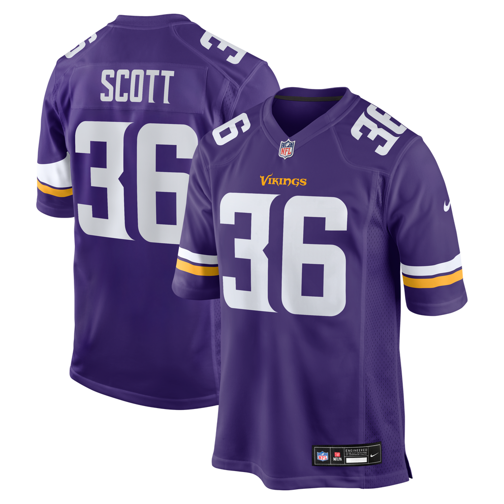Minnesota Vikings Zavier Scott Purple Team Game Jersey product image 1, provided for visual reference and product detail