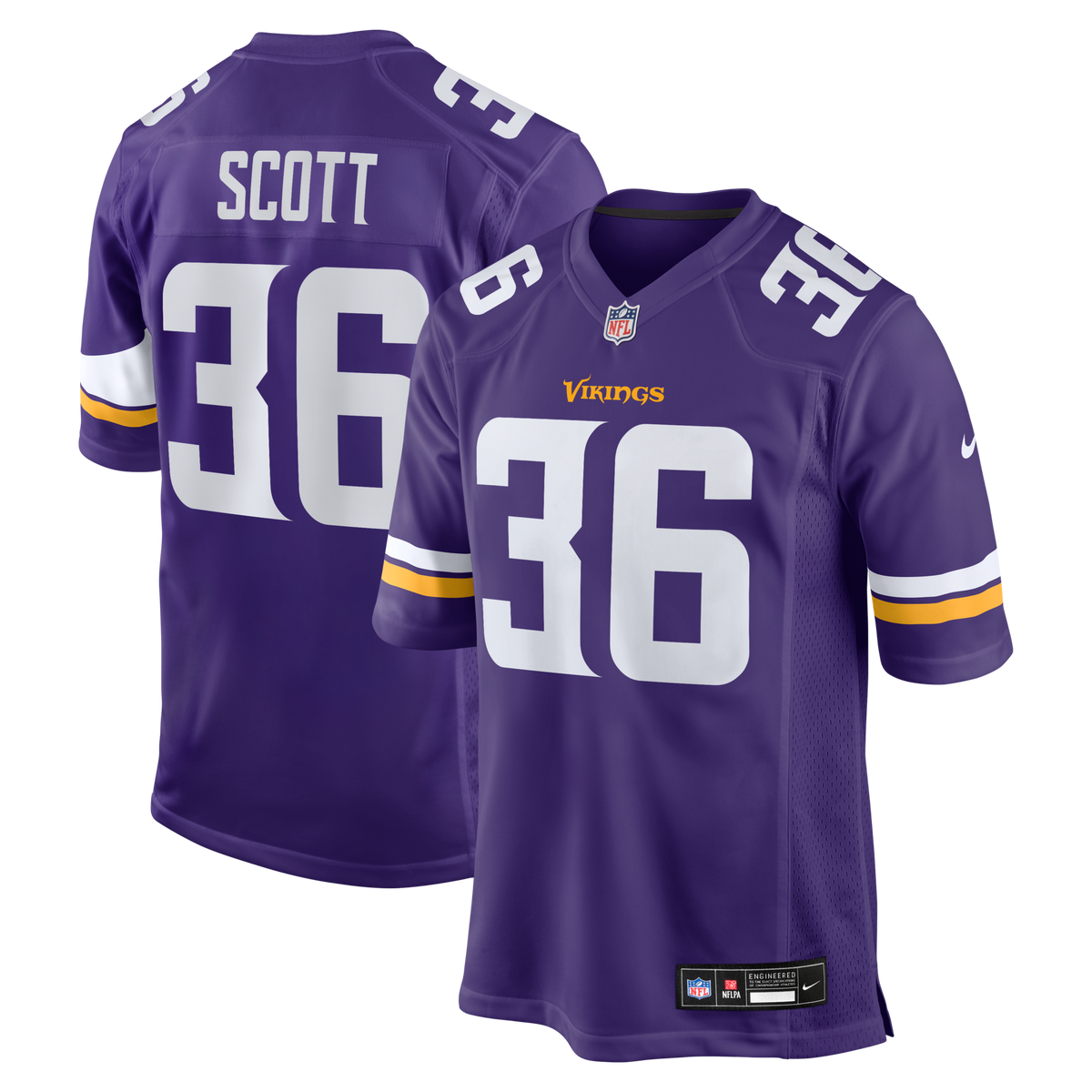 Minnesota Vikings Zavier Scott Purple Team Game Jersey product image 1, provided for visual reference and product detail
