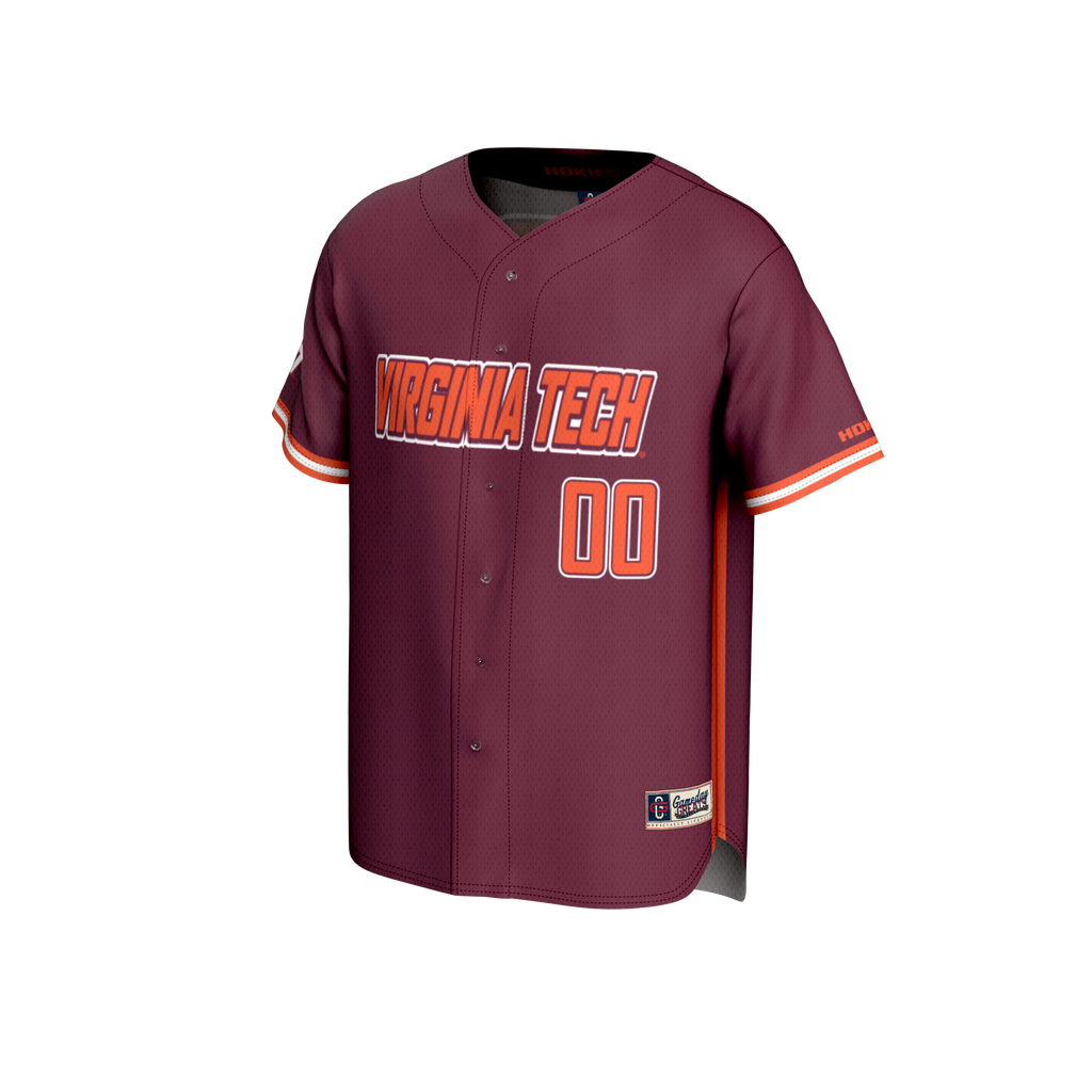 #00 Virginia Tech Hokies Adult Lightweight Collegiate Baseball Fashion Jersey - Maroon product image 3, provided for visual