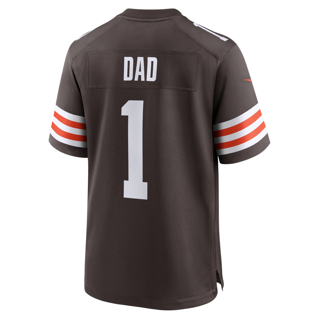 Cleveland Browns Number 1 Dad Brown Game Jersey product image 3, provided for visual reference and product detail review
