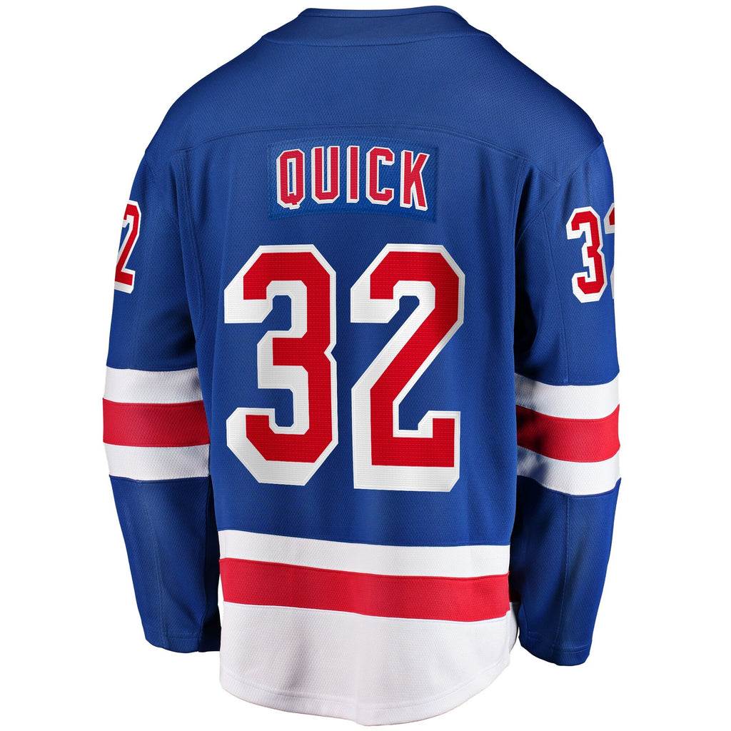 New York Rangers Jonathan Quick Blue Home Breakaway Jersey product image 4, provided for visual reference and product detail