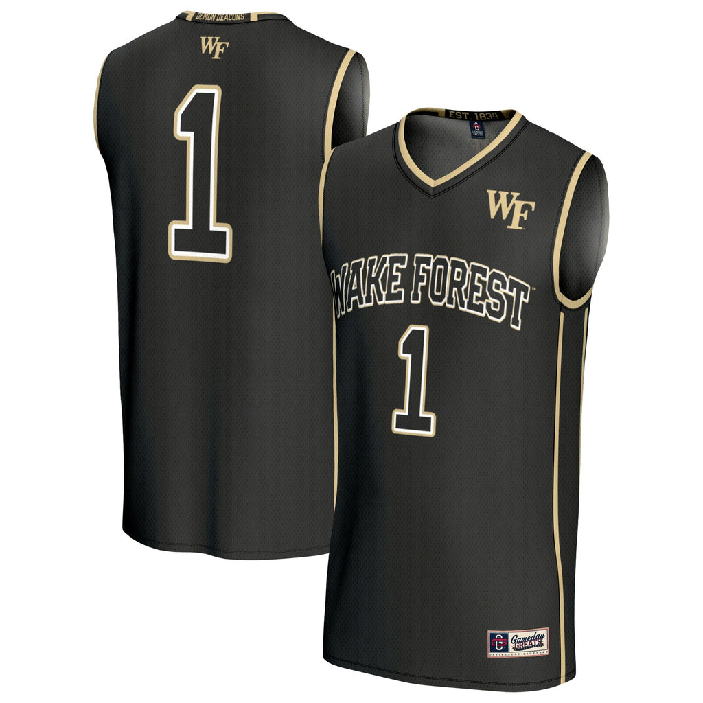 #1 Wake Forest Demon Deacons Lightweight Basketball Fashion Jersey - Black product image 1, provided for visual reference