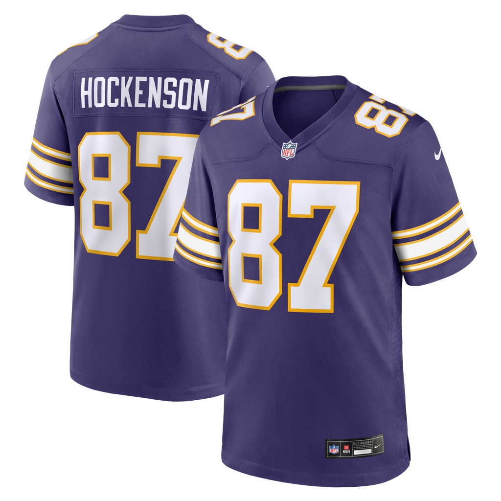 Minnesota Vikings T.J. Hockenson Purple Classic Player Game Jersey product image 1, provided for visual reference and