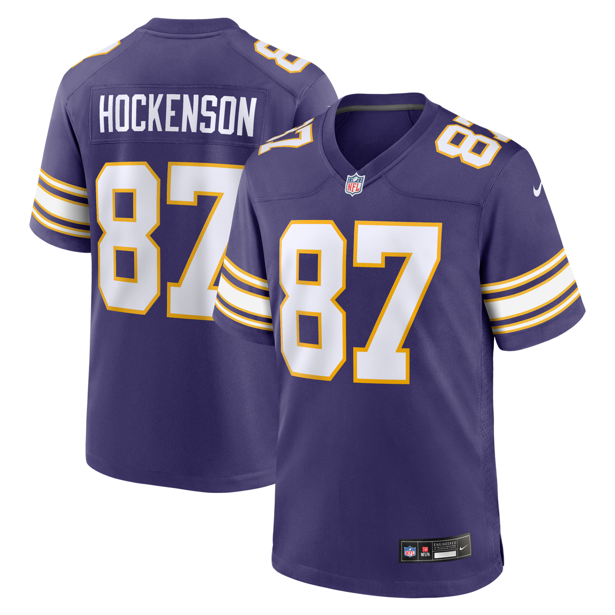 Minnesota Vikings T.J. Hockenson Purple Classic Player Game Jersey product image 1, provided for visual reference and