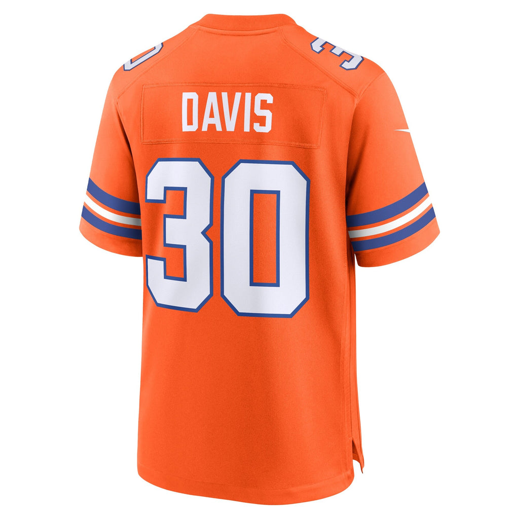 Denver Broncos Terrell Davis Orange Retired Player Alternate Game Jersey product image 4, provided for visual reference and