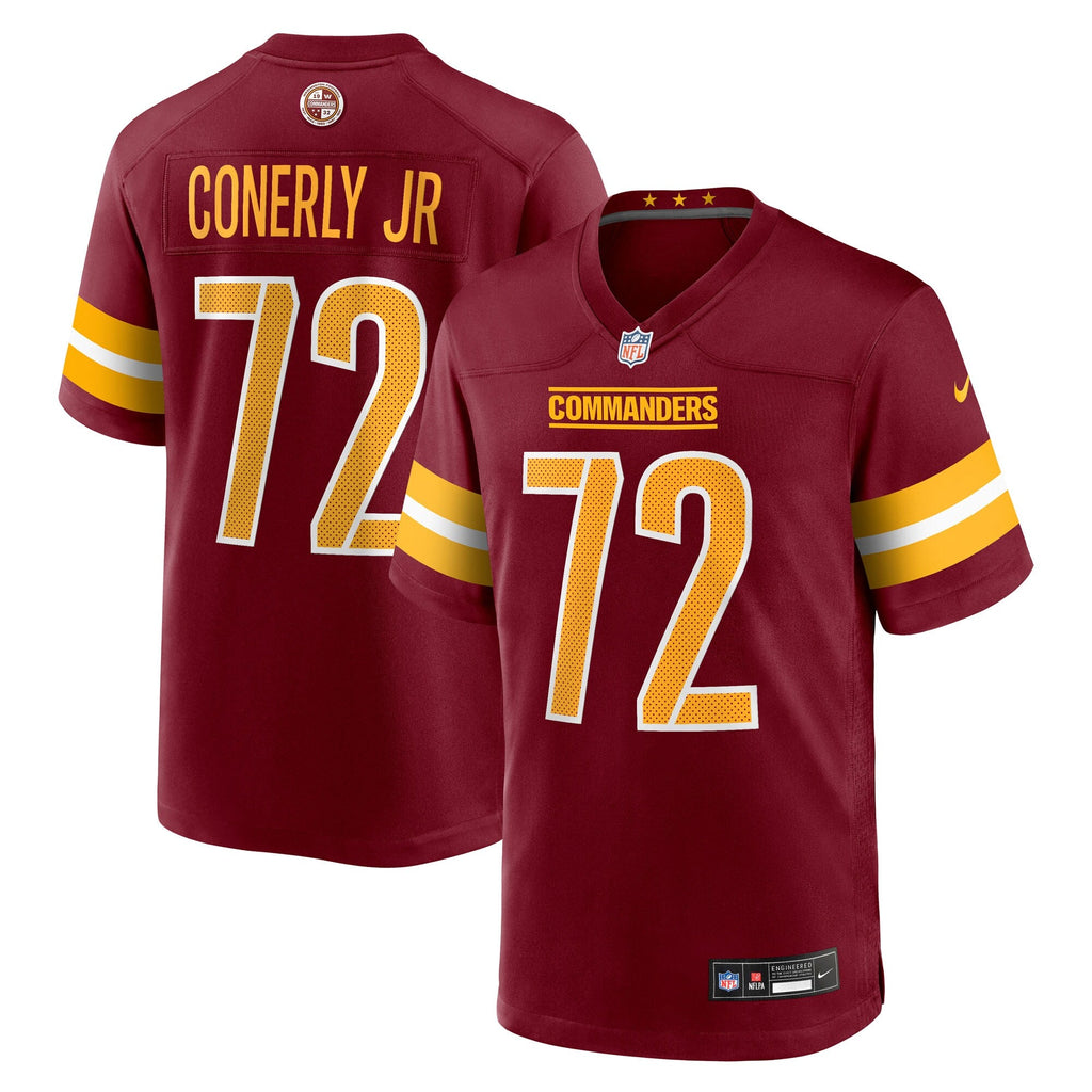 Washington Commanders Josh Conerly Jr. Burgundy Team Game Jersey product image 1, provided for visual reference and product