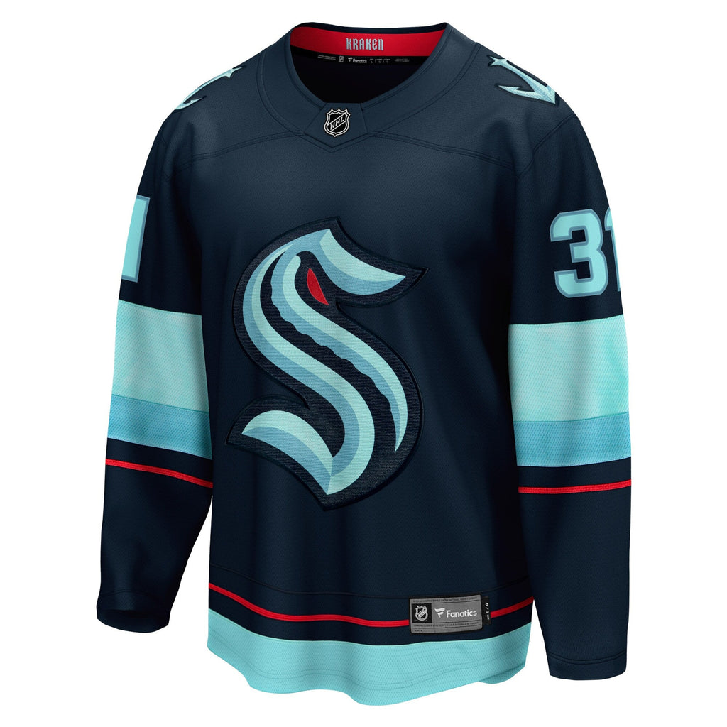 Seattle Kraken Philipp Grubauer Navy Home Breakaway Player Jersey product image 3, provided for visual reference and product