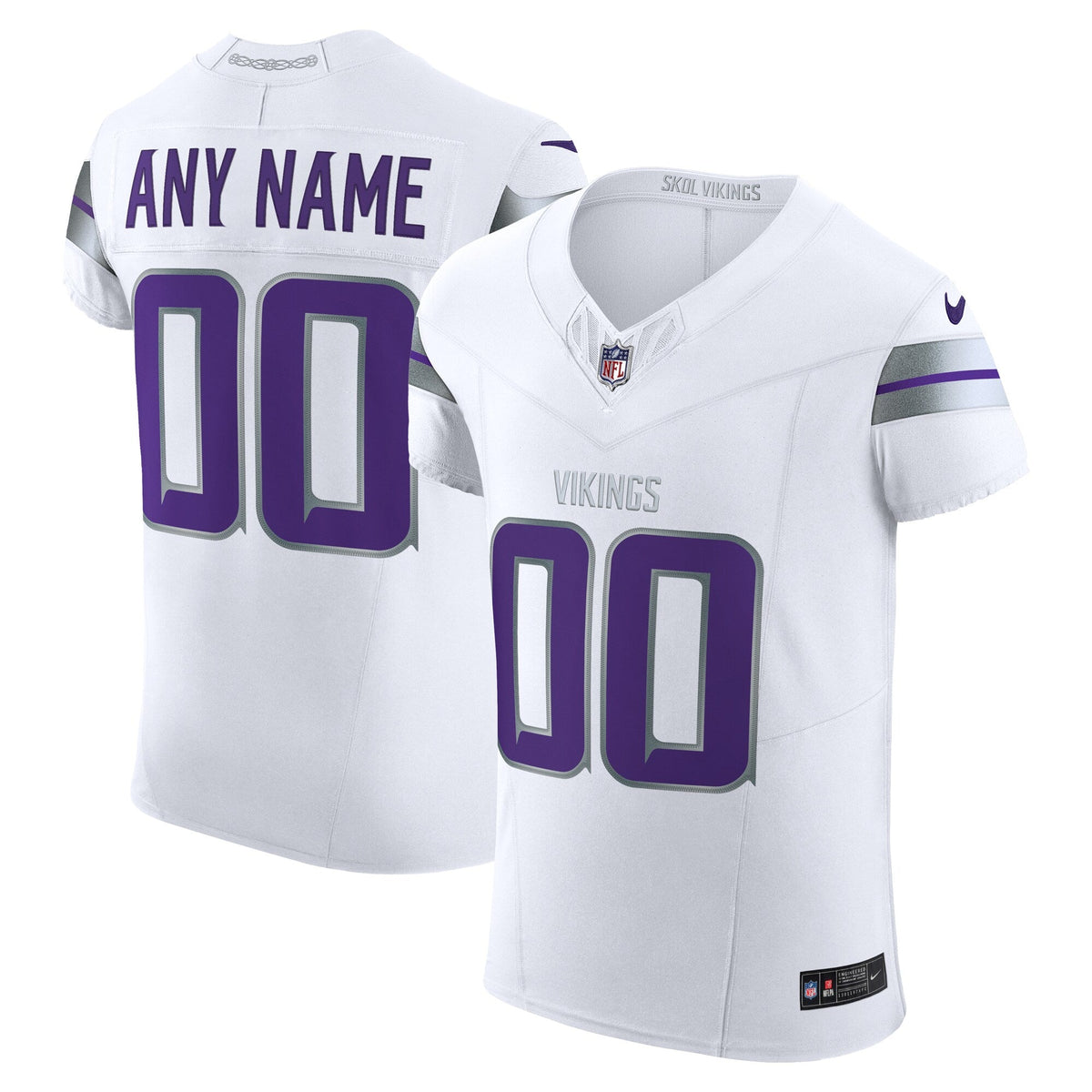 Minnesota Vikings White Vapor F.U.S.E. Elite Custom Jersey product image 1, provided for visual reference and product detail