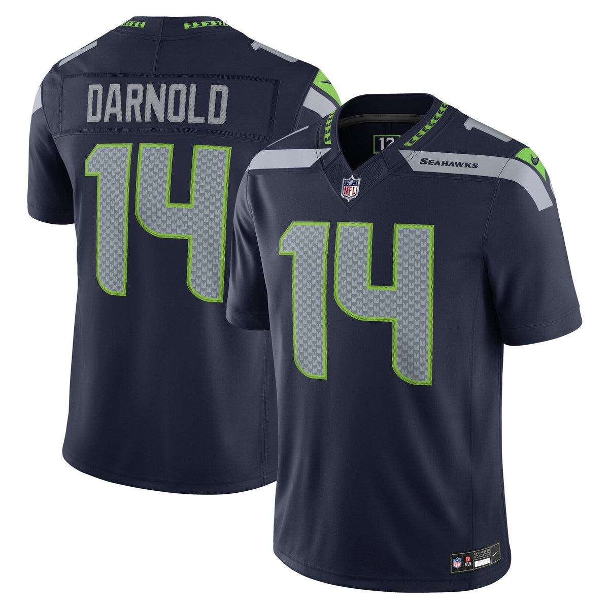 Seattle Seahawks Sam Darnold College Navy Team Vapor F.U.S.E. Stitched Limited Jersey product image 2, provided for visual