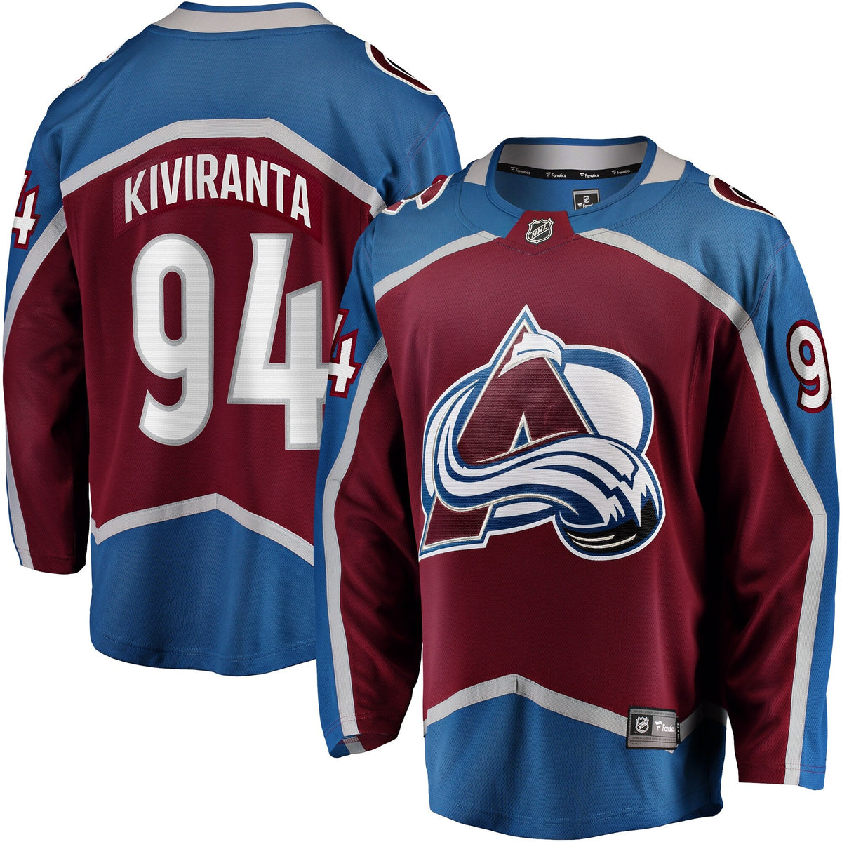 Colorado Avalanche Joel Kiviranta Maroon Home Premier Breakaway Player Jersey product image 2, provided for visual reference