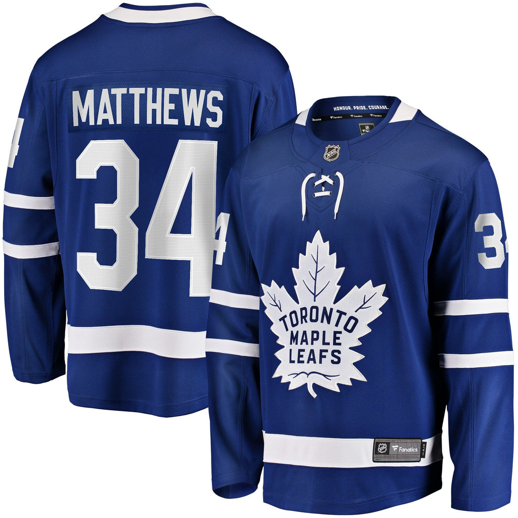 Toronto Maple Leafs Auston Matthews Blue Home Breakaway Jersey product image 1, provided for visual reference and product