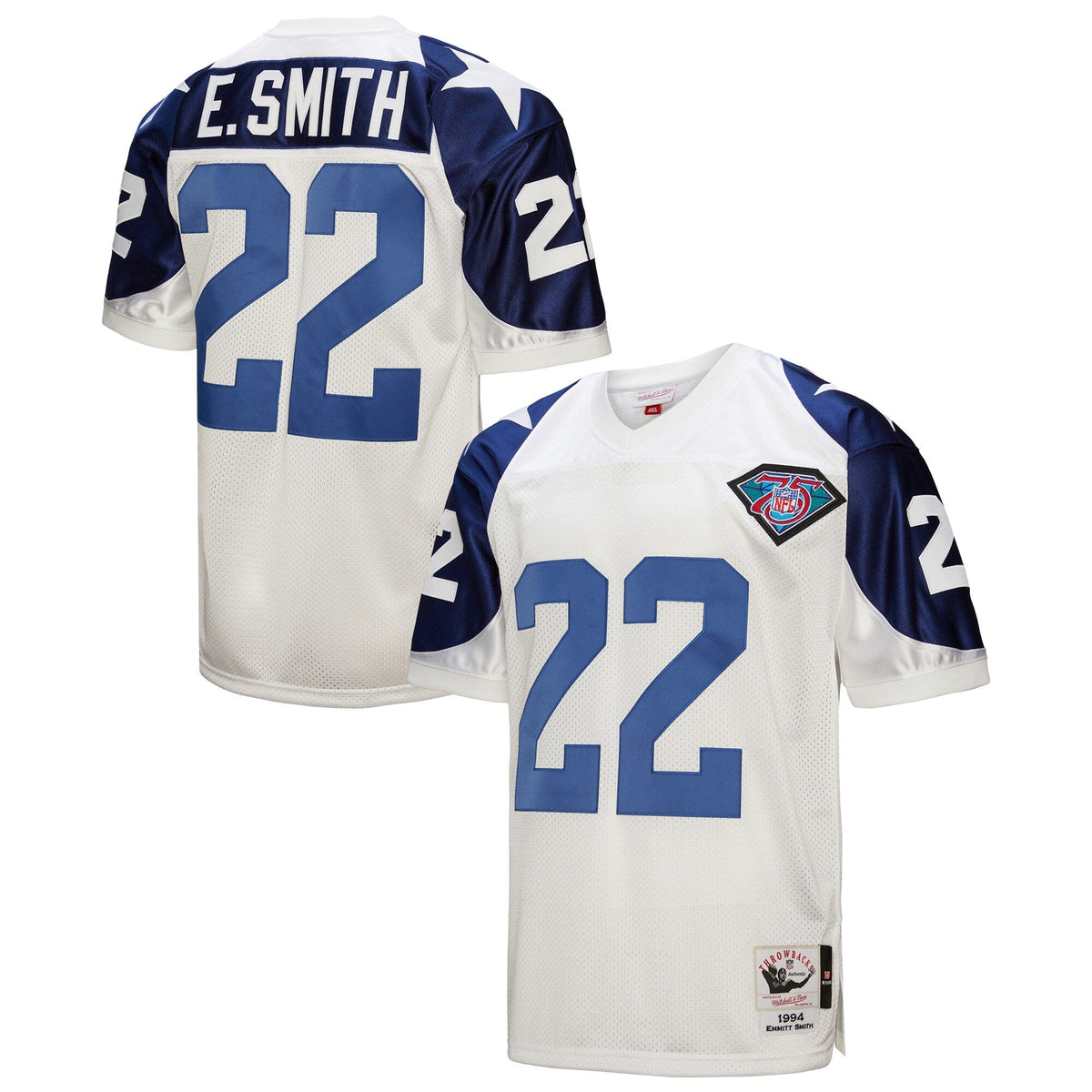 Dallas Cowboys 1994 Emmitt Smith White Authentic Throwback Retired Player Jersey product image 1, provided for visual