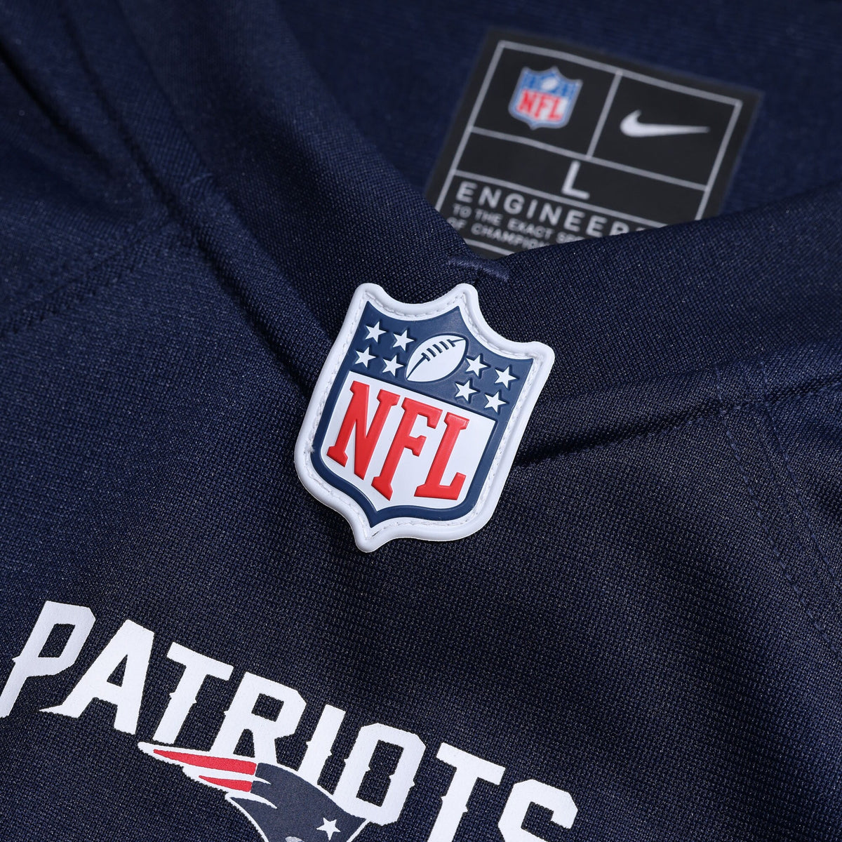 New England Patriots Navy Game Retired Player Jersey product image 5, provided for visual reference and product detail review