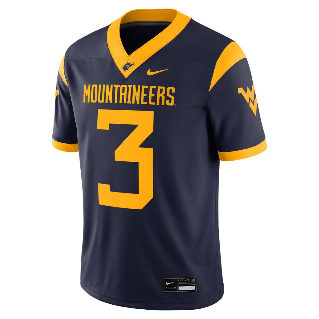 Michael Hawkins Jr. West Virginia Mountaineers Game Football Jersey - Navy product image 3, provided for visual reference