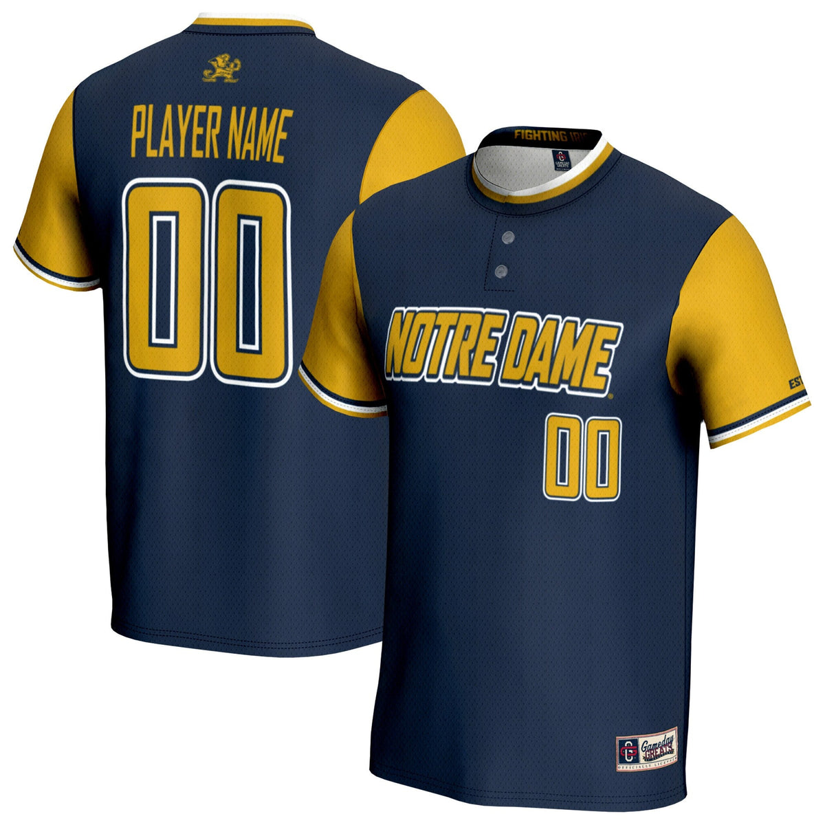 Notre Dame Fighting Irish NIL Pick-A-Player Lightweight Softball Jersey - Navy product image 1, provided for visual