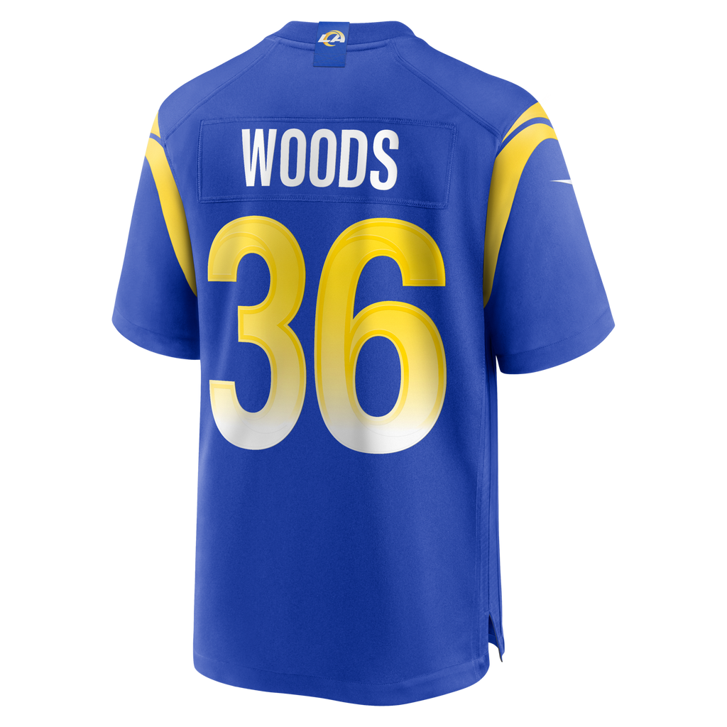 Los Angeles Rams Charles Woods Royal Game Jersey product image 3, provided for visual reference and product detail review