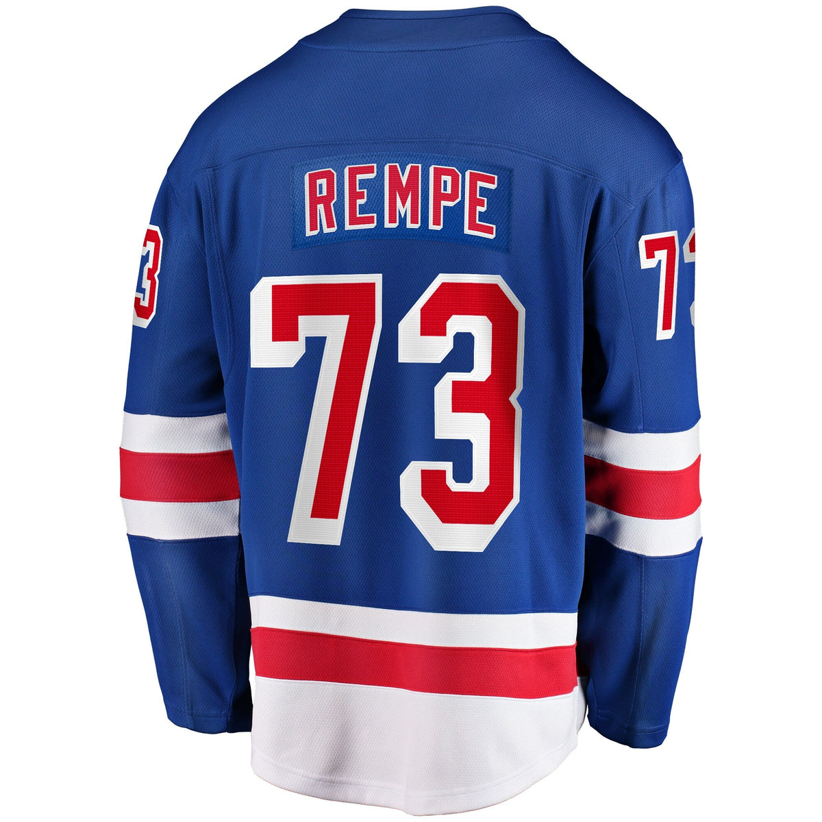 New York Rangers Matt Rempe Blue Home Breakaway Jersey product image 4, provided for visual reference and product detail