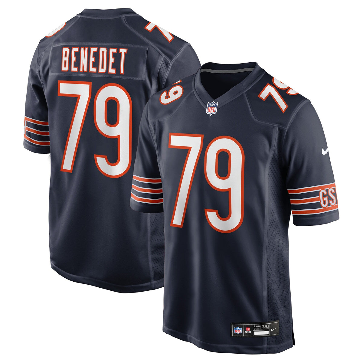 Chicago Bears Theo Benedet Navy Team Game Jersey product image 2, provided for visual reference and product detail review