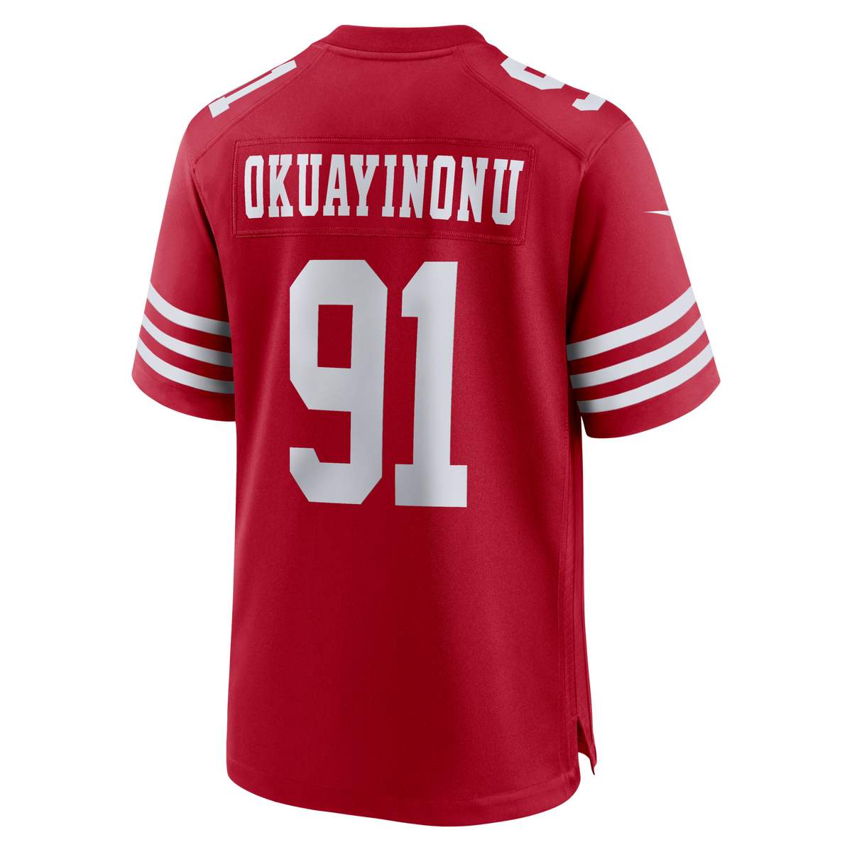 San Francisco 49ers Sam Okuayinonu Scarlet Team Game Jersey product image 3, provided for visual reference and product