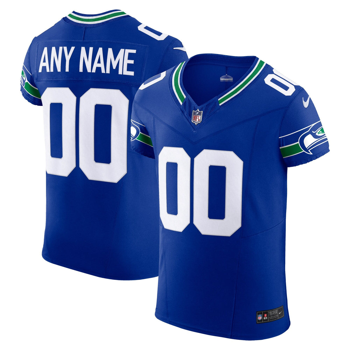 Seattle Seahawks Royal Alternate Vapor F.U.S.E. Elite Custom Jersey product image 1, provided for visual reference and