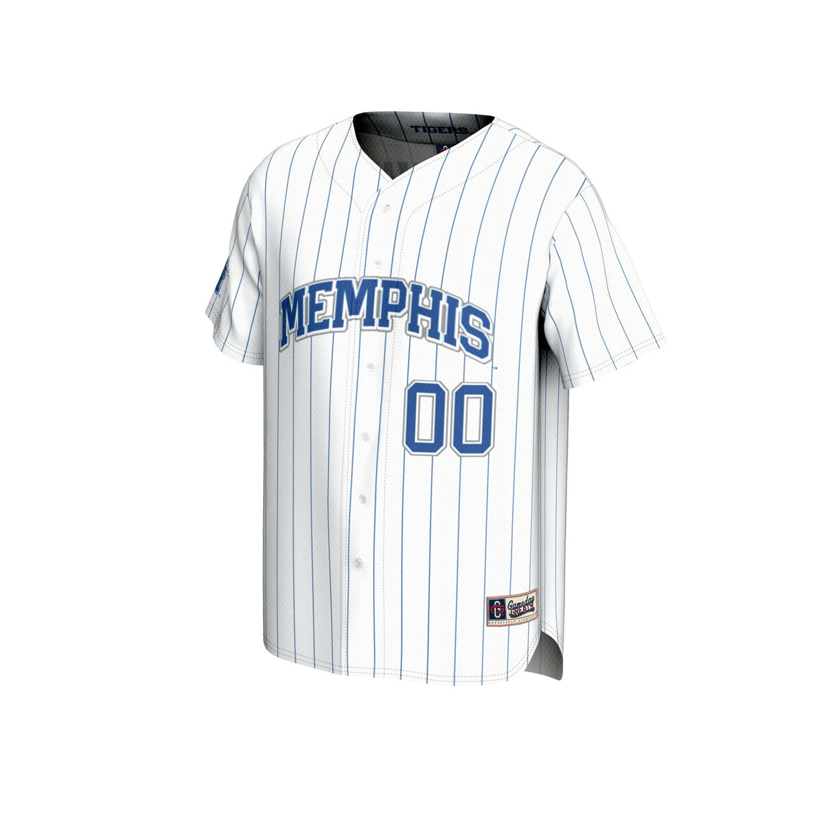 Memphis Tigers Lightweight Collegiate Baseball Pinstripe NIL Pick-A-Player Fashion Jersey - White product image 3, provided
