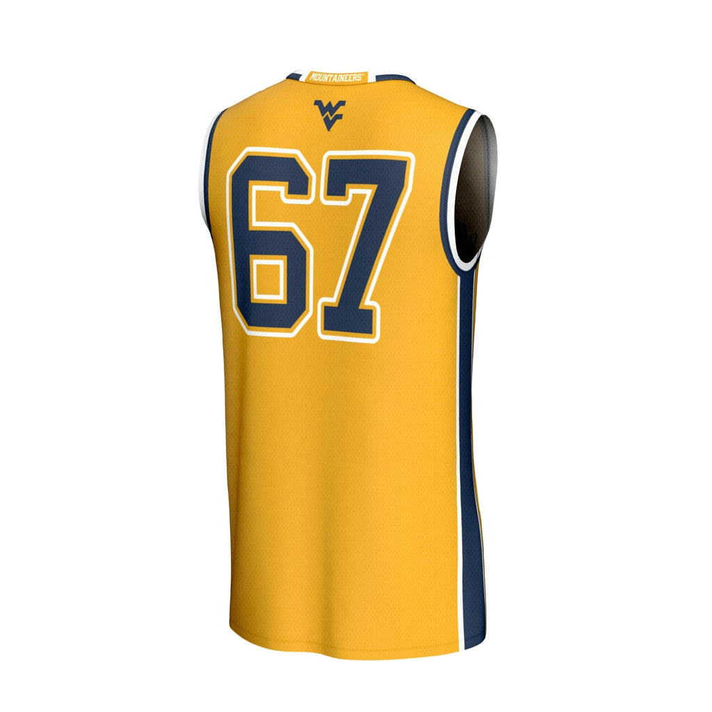 West Virginia Mountaineers Lightweight Collegiate Basketball Fashion Jersey - Gold product image 4, provided for visual
