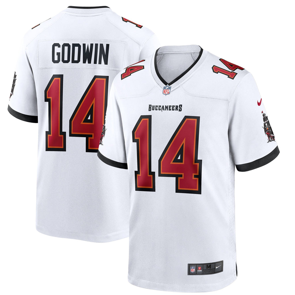 Tampa Bay Buccaneers Chris Godwin White Game Jersey product image 1, provided for visual reference and product detail review