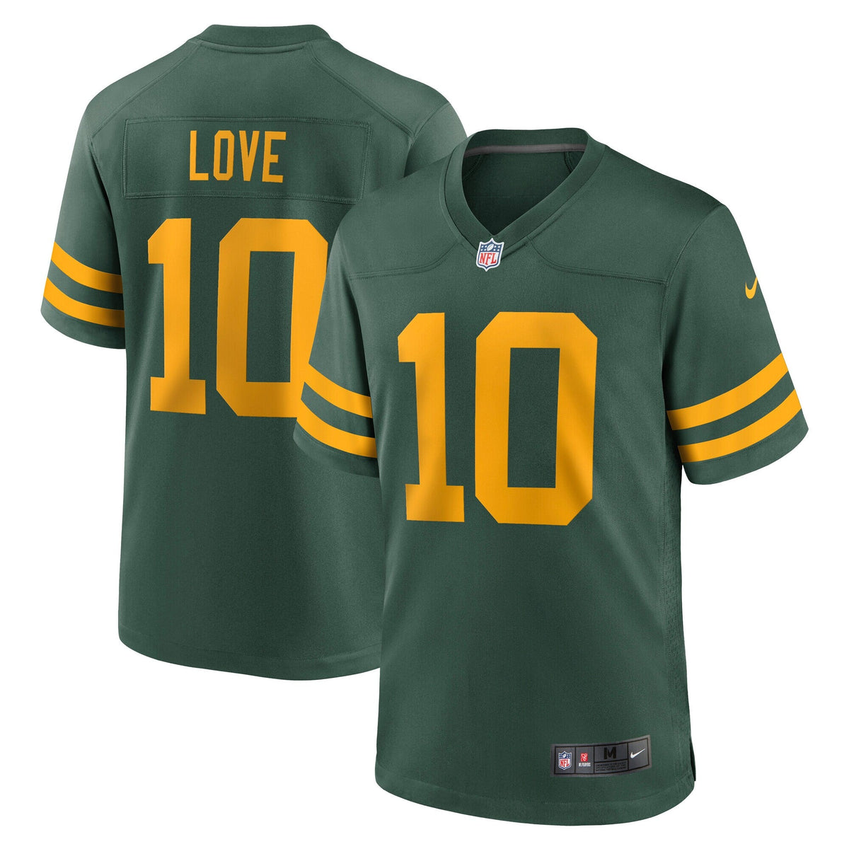 Green Bay Packers Jordan Love Green Alternate Game Jersey product image 2, provided for visual reference and product detail